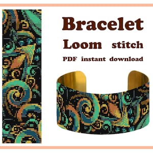 Floral Ornament 2 | Loom | Bracelet Pattern, Loom Beading Bracelet, Cuff, Bead Pattern, Miyuki Delica PDF