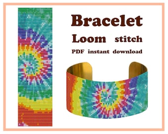 Tie Dye Loom | Bracelet Pattern | Loom Beading | Bracelet Cuff | Bead Pattern for Miyuki Delica