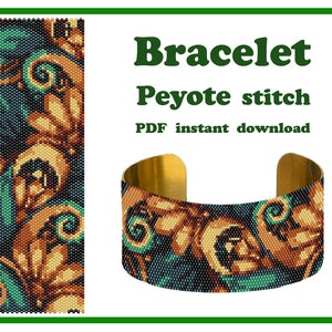 Floral Ornament 1 | Peyote pattern Beading Peyote Stitch Beadwork pattern Bracelet Peyote cuff pattern Peyote Bead Pattern PDF