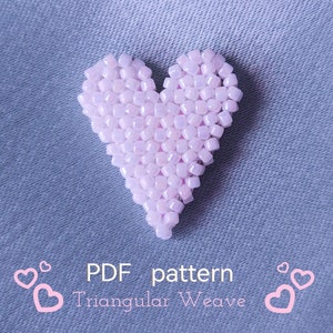 Ciondolo Cuore / gioielli con perline / perline / modello di perline tessuto triangolare / cuore con perline / perline TOHO / Download istantaneo