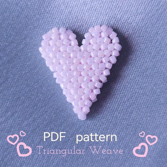 Preview of Pendant Heart | beaded jewelry | seed bead | beading pattern triangular weave | beaded heart | TOHO beads | Instant Download by BeadPatternShop