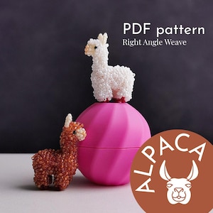 Beaded Llama Pattern. Right Angle Weave Alpaca Pendant Tutorial. Seed Bead Animal Charm. TOHO 15/0 Instant PDF Download