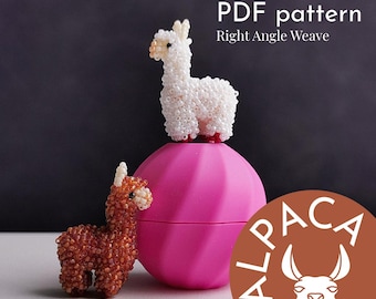 Beaded Llama Pattern. Right Angle Weave Alpaca Pendant Tutorial. Seed Bead Animal Charm. TOHO 15/0 Instant PDF Download