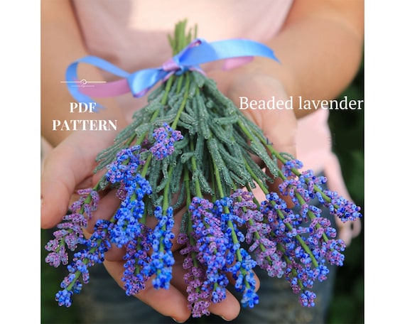 Preview of French Beaded Flowers pattern | Beaded Lavender | Seed bead patterns | Beading tutorial | Digital Download - PDF by BeadPatternShop