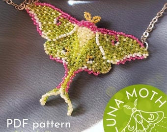 Pendant Luna Moth | beaded jewelry | seed bead | beading pattern triangular weave | beaded butterfly | beaded moth | TOHO beads