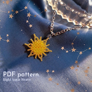 Pendant Sun | seed bead beading pattern RAW Right angle weave beaded Sun TOHO beads Instant Download