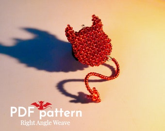 Beaded Demon pendant pattern in RAW (right angle weave) technique. Instant PDF download