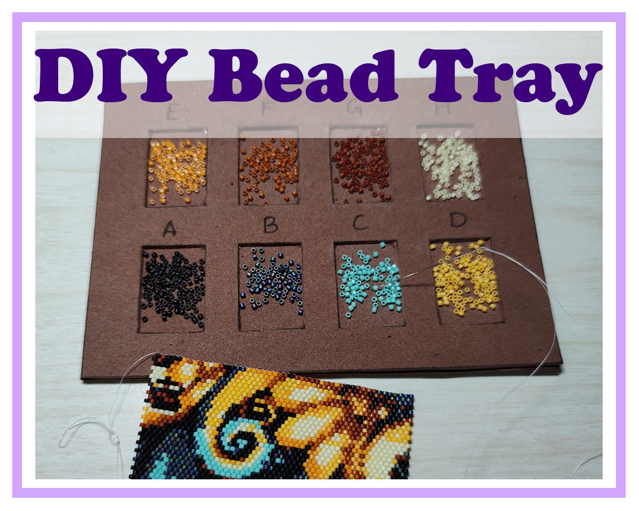 Wood Organizer Box for Beads With Needle Magnet Beadwork 