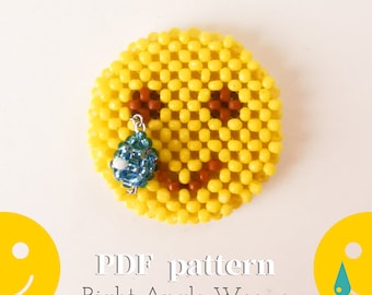 Beaded Smile pendant pattern in RAW (right angle weave). Instant PDF download