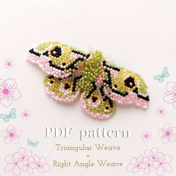 Pendant Moth | beaded jewelry | seed bead | beading pattern triangular weave| beaded butterfly | TOHO beads | Instant Download