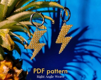 Pendant Big lightning, seed bead, beading pattern RAW Right angle weave, beaded Big lightning, TOHO beads, Instant Download