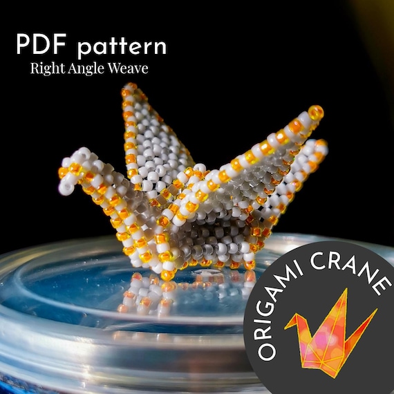 Preview of Pendant Origami Crane | beaded jewelry | seed bead | beading pattern | right angle weave | beaded Origami crane | TOHO beads by BeadPatternShop