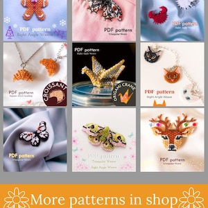 Beaded brooch pattern collection preview — animal and food designs PDF