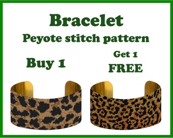 Buy 1 Get 1 FREE | Leopard 2 | Peyote pattern, Beading Peyote Stitch, Bracelet Peyote cuff, Peyote Bead Pattern