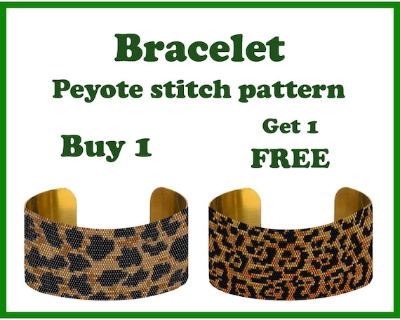 Preview of Buy 1 Get 1 FREE | Leopard 2 | Peyote pattern, Beading Peyote Stitch, Bracelet Peyote cuff, Peyote Bead Pattern by BeadPatternShop
