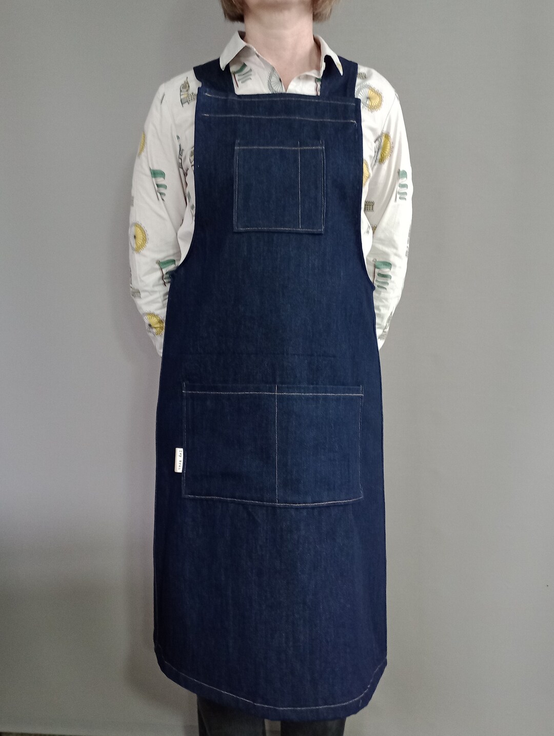 Denim Apron, Cross Back Apron, Denim Cross Back Apron, Japanese Style