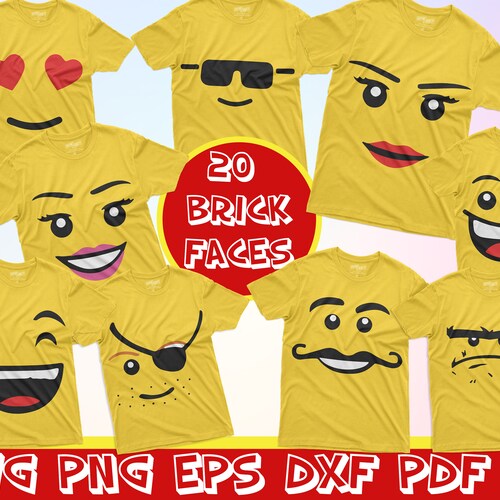 Brick Heads Girl Faces Bricks SVG Bricks Clipart Cricut Etsy