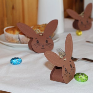 Easter decoration table bunny rabbit decoration for Easter stuffed bunny with chocolate eggs, little surprise for Easter, Easter gift image 3