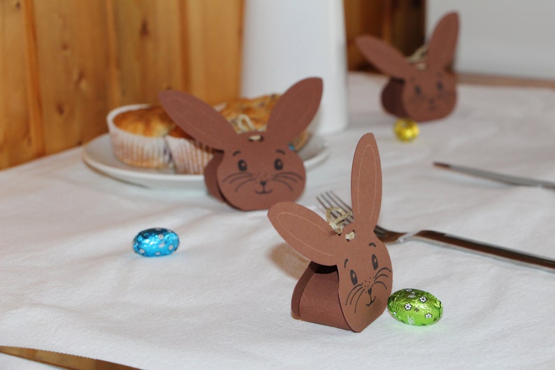Easter decoration table bunny rabbit decoration for Easter stuffed bunny with chocolate eggs, little surprise for Easter, Easter gift image 3