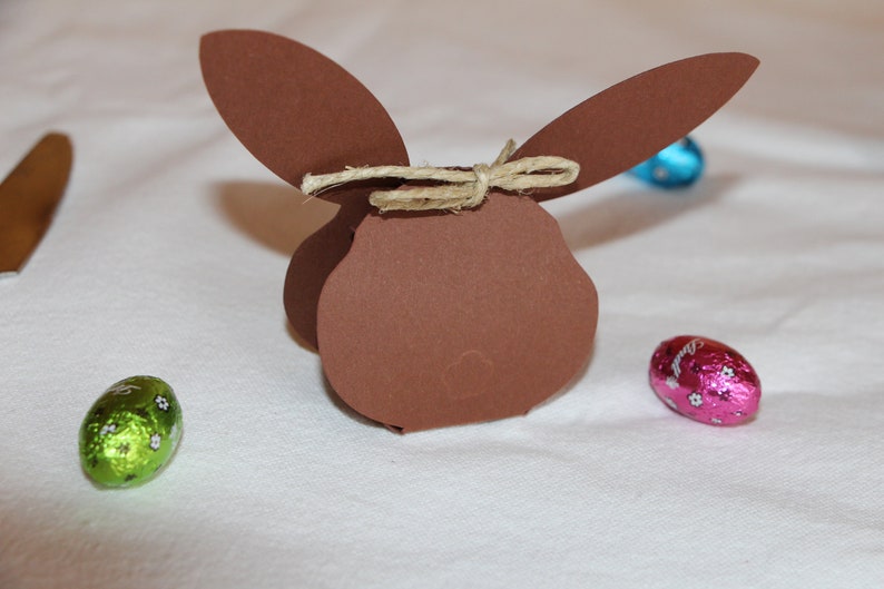 Easter decoration table bunny rabbit decoration for Easter stuffed bunny with chocolate eggs, little surprise for Easter, Easter gift image 5