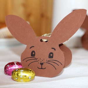 Easter decoration table bunny rabbit decoration for Easter stuffed bunny with chocolate eggs, little surprise for Easter, Easter gift image 1