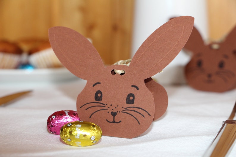 Easter decoration table bunny rabbit decoration for Easter stuffed bunny with chocolate eggs, little surprise for Easter, Easter gift image 1