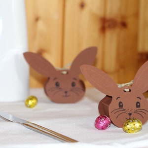 Easter decoration table bunny rabbit decoration for Easter stuffed bunny with chocolate eggs, little surprise for Easter, Easter gift image 2