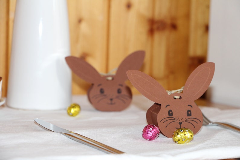 Easter decoration table bunny rabbit decoration for Easter stuffed bunny with chocolate eggs, little surprise for Easter, Easter gift image 2