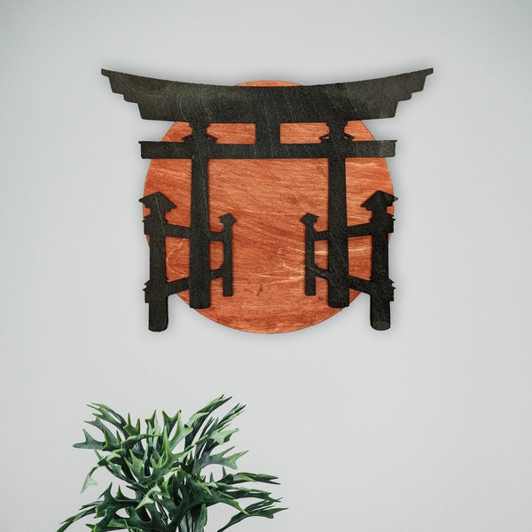 Minimalista Torii Gate Wall Art Madera Japonés Diseño Moderno Decoración del Hogar Regalo