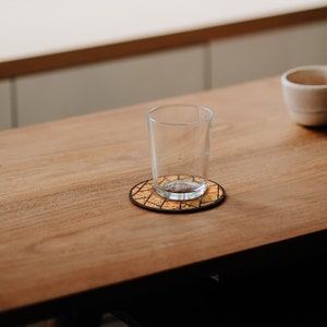 Set of Cork Coasters, Engraved Geometric Pattern, 6 pcs. zdjęcie 3