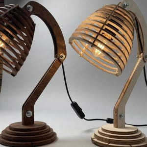 Laser Cut Wood Desk Lamp | Natural or Brown Linseed Oil Finish