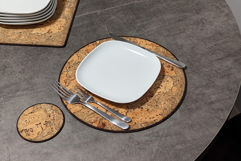 Round Cork Placemats and Coasters Set 4 4 or 6 6 Etsy