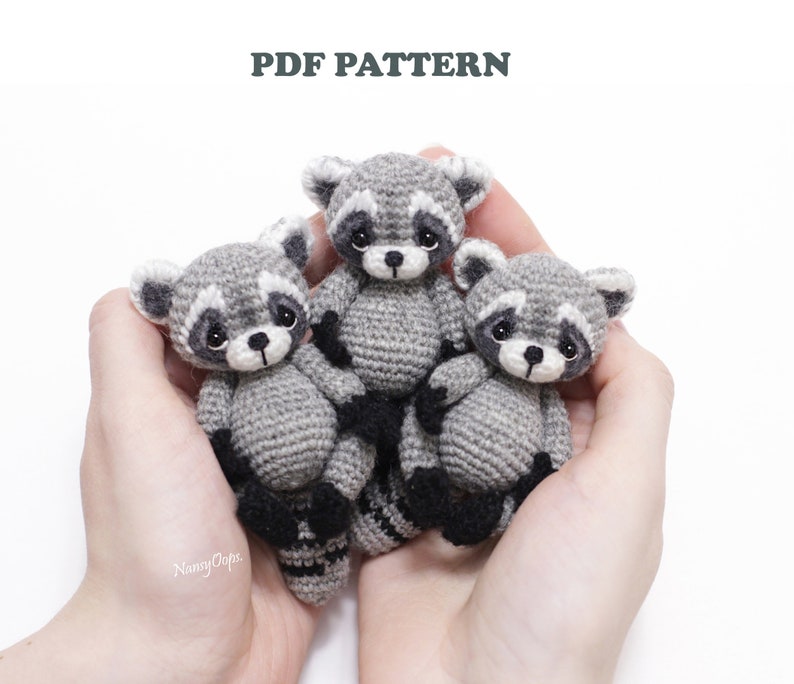 Crochet Pattern Raccoon Amigurumi Pattern By Nansyoops Pdf Etsy