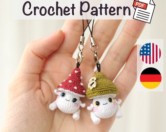 Crochet Mushroom Key fobs - amigurumi Keychain Pattern: create your miniature collection by NansyOops