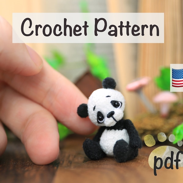 Patrón de ganchillo Patrón de amigurumi de PANDA: ¡crea tu propio panda en miniatura! Tutorial en pdf por NansyOops