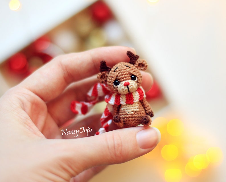 Crochet Reindeer pattern Christmas amigurumi easy Deer pattern by NansyOops festive animal miniature image 5