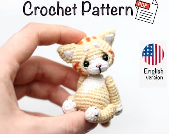 Crochet Cat pattern amigurumi kitty pattern - create your own miniature cats!  Step-by-Step PDF Tutorial by NansyOops