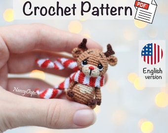 Crochet Reindeer pattern Christmas amigurumi easy Deer pattern by NansyOops festive animal miniature