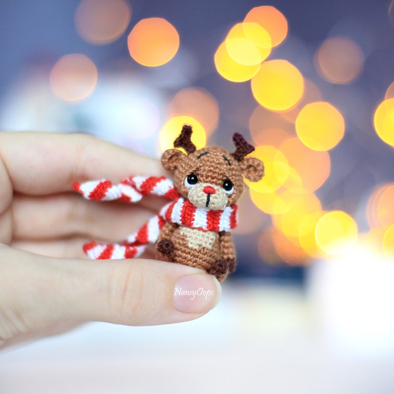 Crochet Reindeer pattern Christmas amigurumi easy Deer pattern by NansyOops festive animal miniature image 3