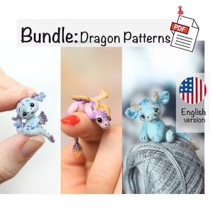 Bundle von Häkelanleitungen: Drei Häkelanleitungen für einen Miniatur-Drachen — erschaffen Sie Ihre eigene Fantasiewelt! PDF Anleitungen von NansyOops