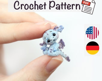 Crochet pattern DRAGON amigurumi pdf tutorial amigurumi dragon pattern by NansyOops  fantasy animal miniature