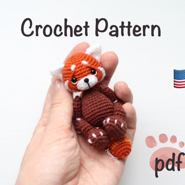 Patron au crochet Panda rouge amigurumi motif panda rouge kawaii par NansyOops tutoriel pdf