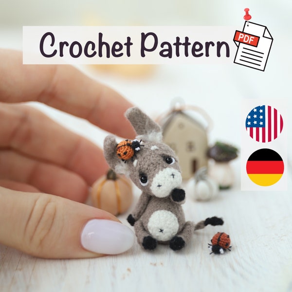 Crochet DONKEY Pattern Micro Donkey Amigurumi: Hook, Yarn, Love – Craft Your Mini Donkey by NansyOops