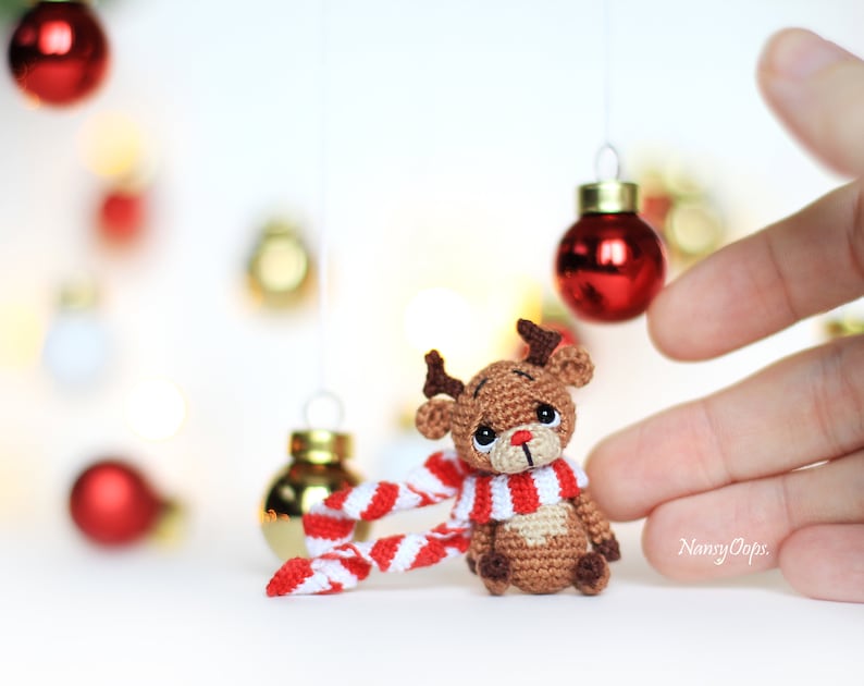 Crochet Reindeer pattern Christmas amigurumi easy Deer pattern by NansyOops festive animal miniature image 6