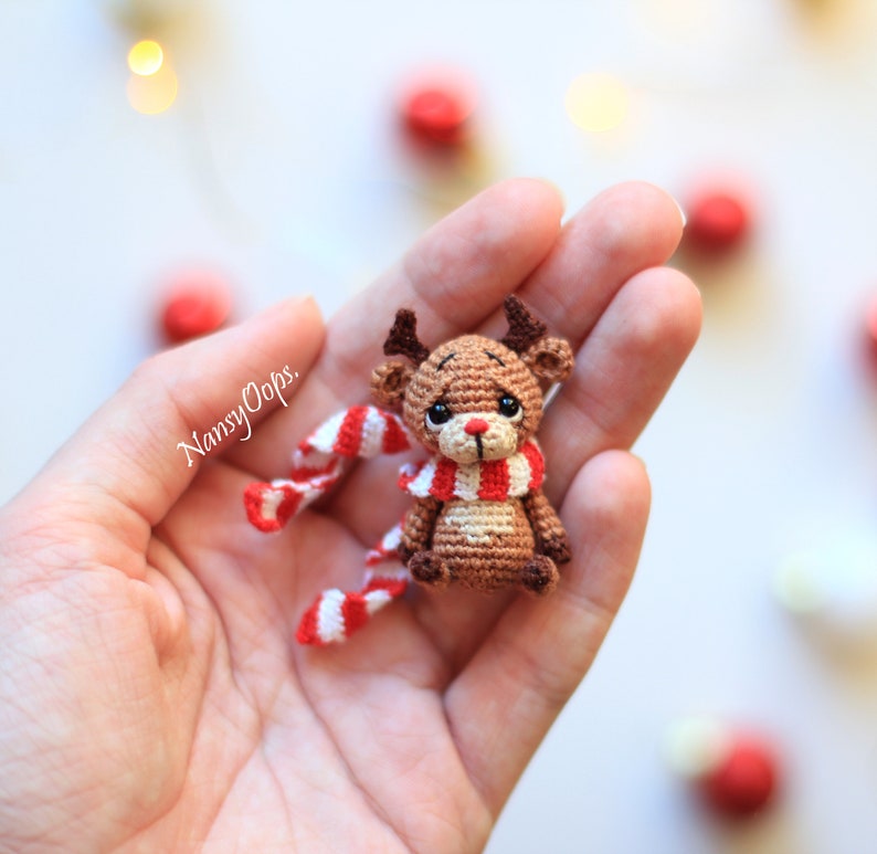 Crochet Reindeer pattern Christmas amigurumi easy Deer pattern by NansyOops festive animal miniature image 4