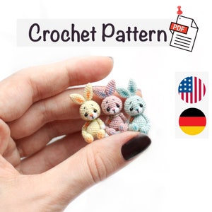 Crochet Bunny pattern amigurumi bunny pattern pdf tutotial by NansyOops dollhouse miniature image 1