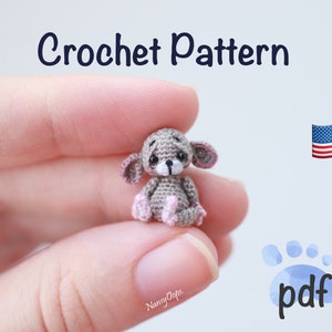 Crochet Mouse amigurumi mouse pattern - pdf dollhouse miniature tutotial by NansyOops