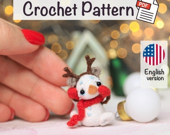Crochet Snowman Pattern - Miniature Amigurumi Design for DIY Christmas Gifts by NansyOops, easy amigurumi doll pattern