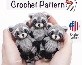 Crochet pattern Raccoon amigurumi pattern by NansyOops pdf tutorial