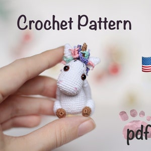 Crochet Unicorn rainbow pattern amigurumi easy unicorn pattern by NansyOops fantasy animal miniature